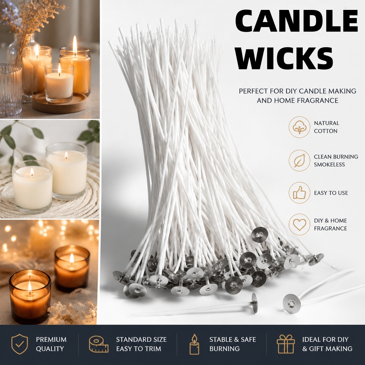 Soy Wax Pillar Blend - Smokeless Candle Wicks Soy wax Pure
