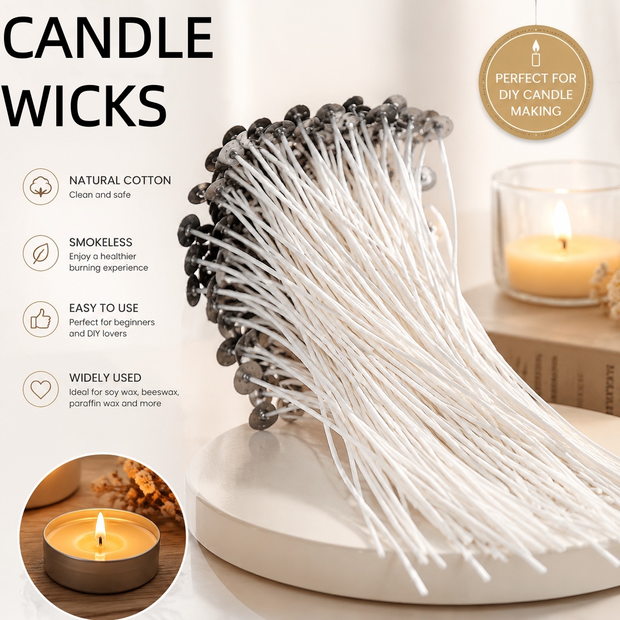 Smokeless Candle Wicks Soy wax - Soy Wax Pillar Blend recension och pris