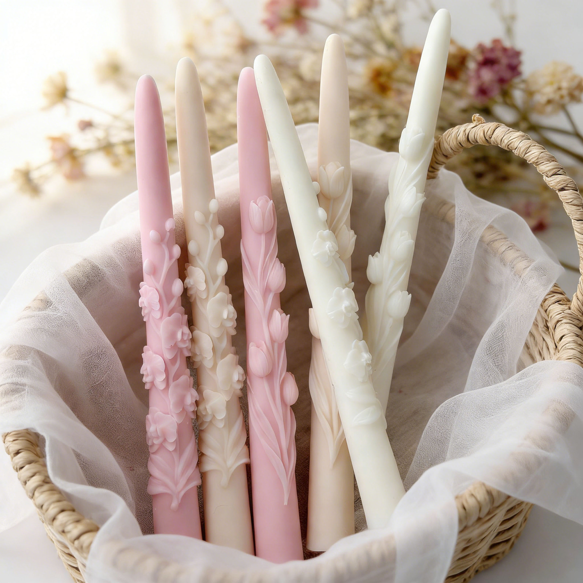 Long Pole Flower Taper Candle  - Soy Wax Pillar Blend recension och pris