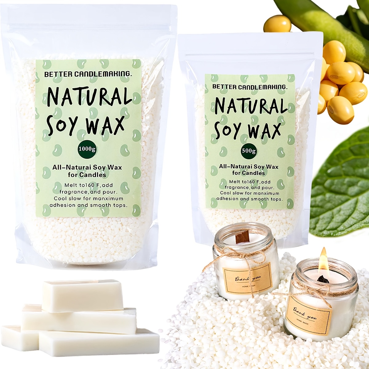 500g/1Kg Natural Soy Wax Parti - Soy Wax Pillar Blend recension och pris